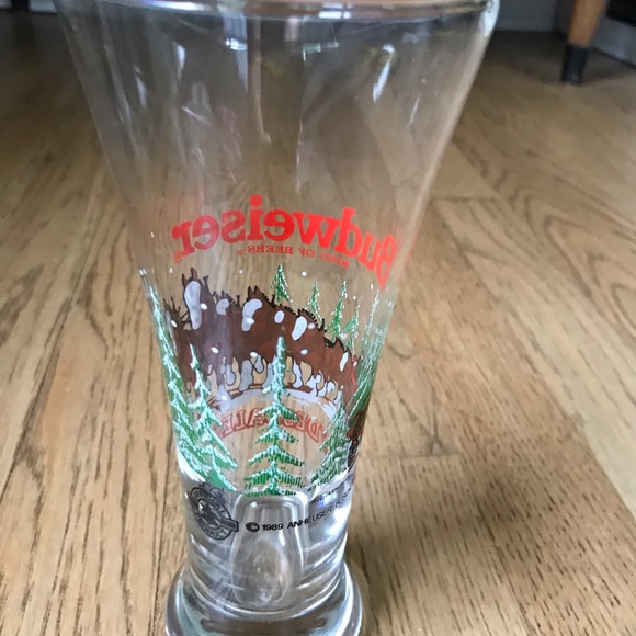 Vintage Budweiser Clydesdales winter scene beer glass in like new condition - Picture 5 of 7